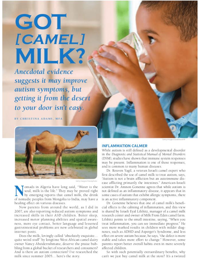 soigner l'autisme naturellement, lait de chamelle, lait de chamelle et autisme, autisme et lait, lait de chamelle bienfaits